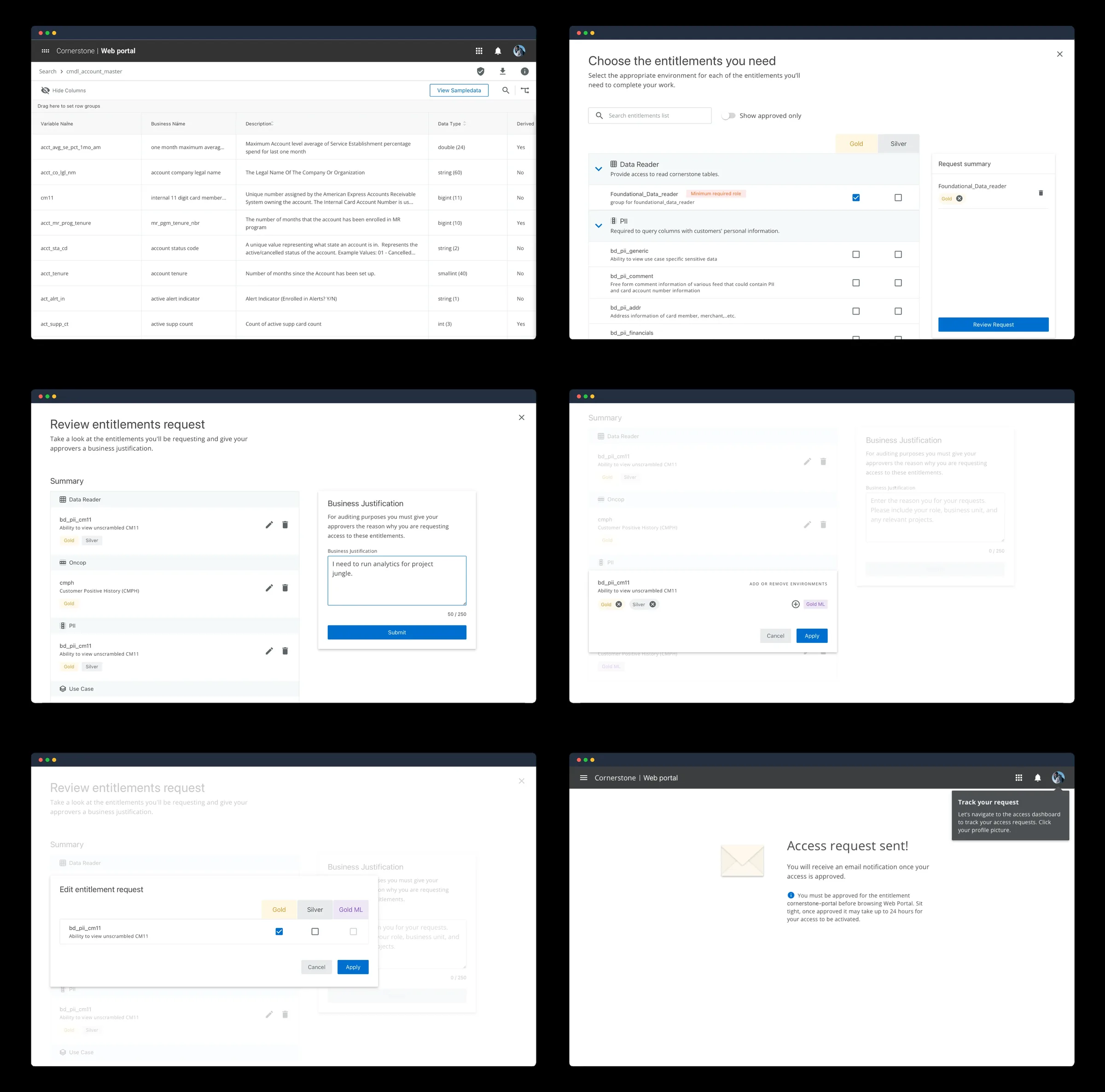 Guided new request: choose an entitlement type, scope it, and route it to the right approver